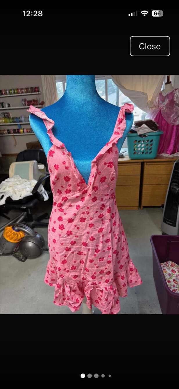 Zara Ruffled Printed Dress Size S Pink Floral Mini